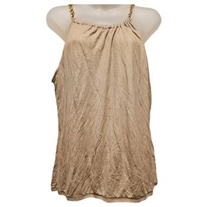 NEW YORK & COMPANY; Women' Gold Shimmery Halter Style Chain Top, Sz XL